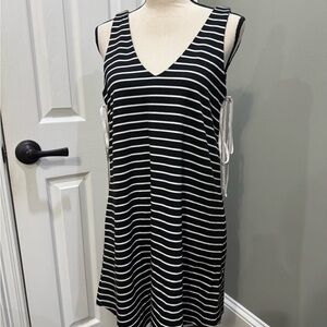 Gianni Bini Black and White Striped Midi Dress